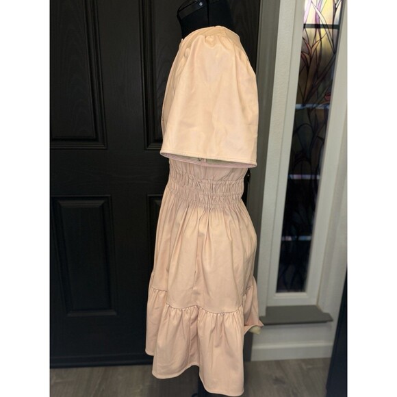Anthropologie The Somerset Mini Dress Vegan Leather in Blush V-Neck Size S - Picture 5 of 10